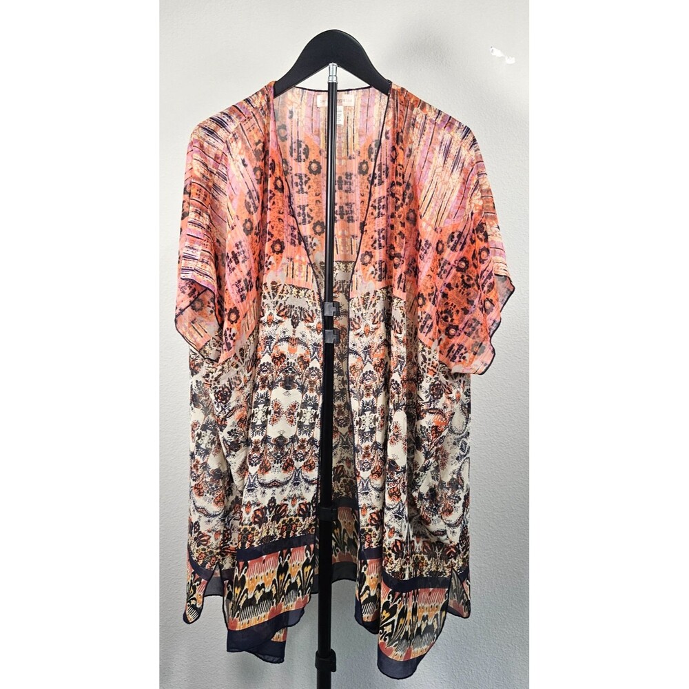 Band of Gypsies Boho‎ Kimono Cardigan S/M Sheer Floral Paisley Duster Cover Up